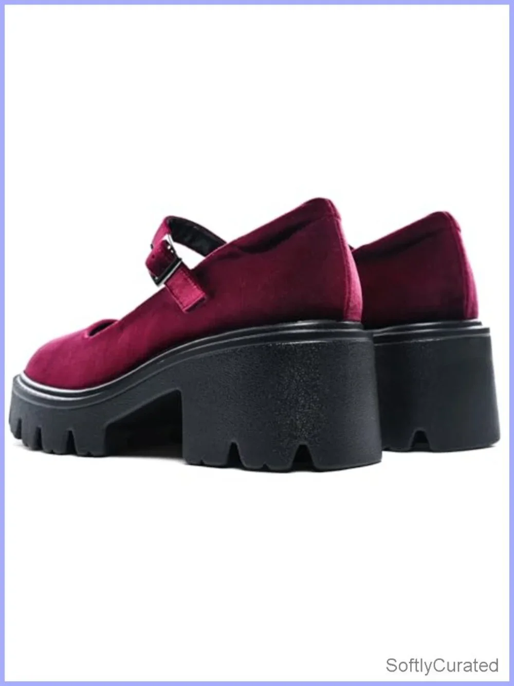 Platform Mary Jane Heels Chunky Round Toe PU Dress Shoes Women